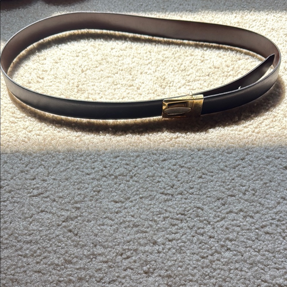 Black Leather Belt with Italian Gold and silver Buckle